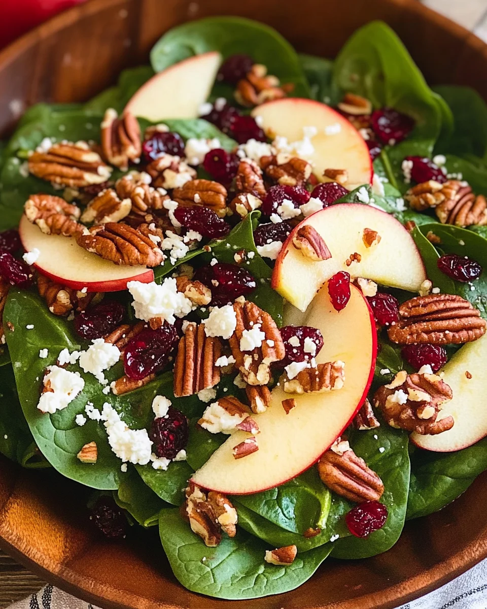 Apple Cranberry Pecan Spinach Salad