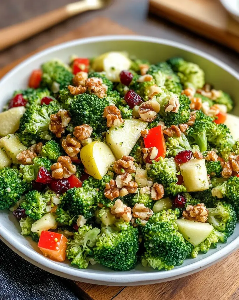 Brokkoli-Salat mit Apfel und Paprika (roh und vegan)