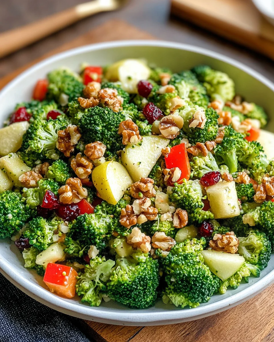 Brokkoli-Salat mit Apfel und Paprika (roh und vegan)