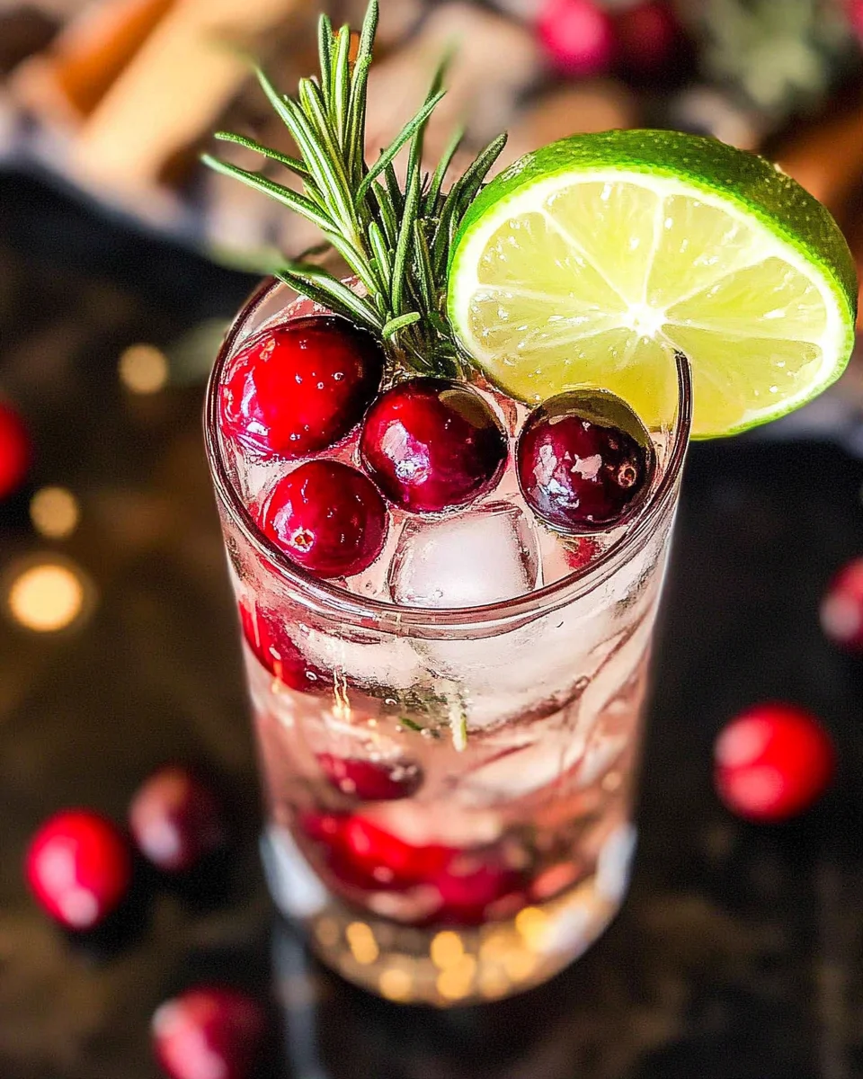 Cranberry Gin and Tonic with Rosemary