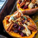 Cranberry Pecan Chicken Stuffed Sweet Potatoes
