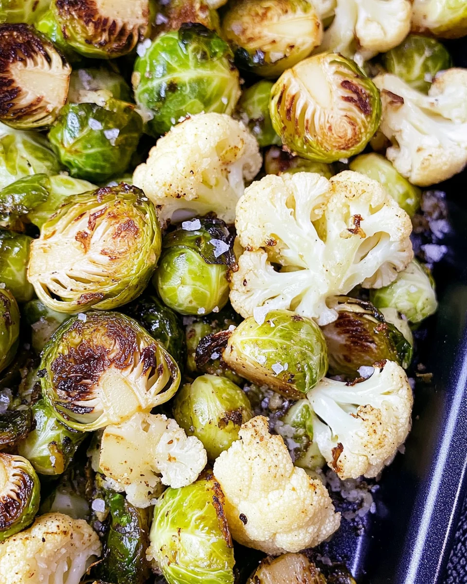 Gerösteter Rosenkohl- und Blumenkohl aus dem Backofen