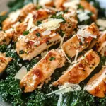 Gesunder Gerösteter Hähnchen Parmesan Grünkohl Salat
