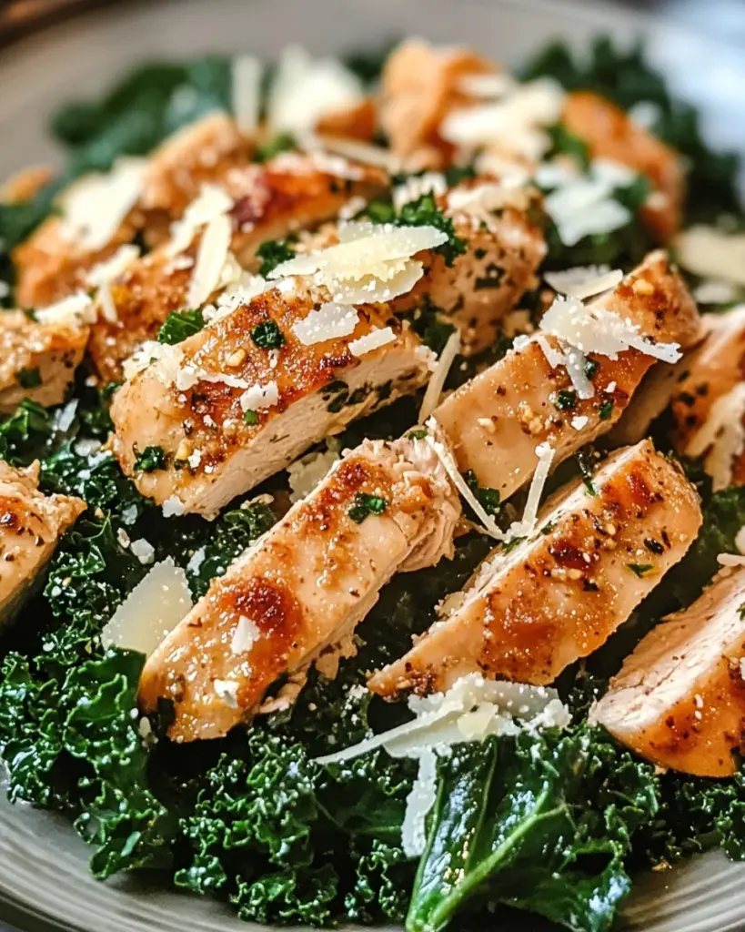 Gesunder Gerösteter Hähnchen Parmesan Grünkohl Salat