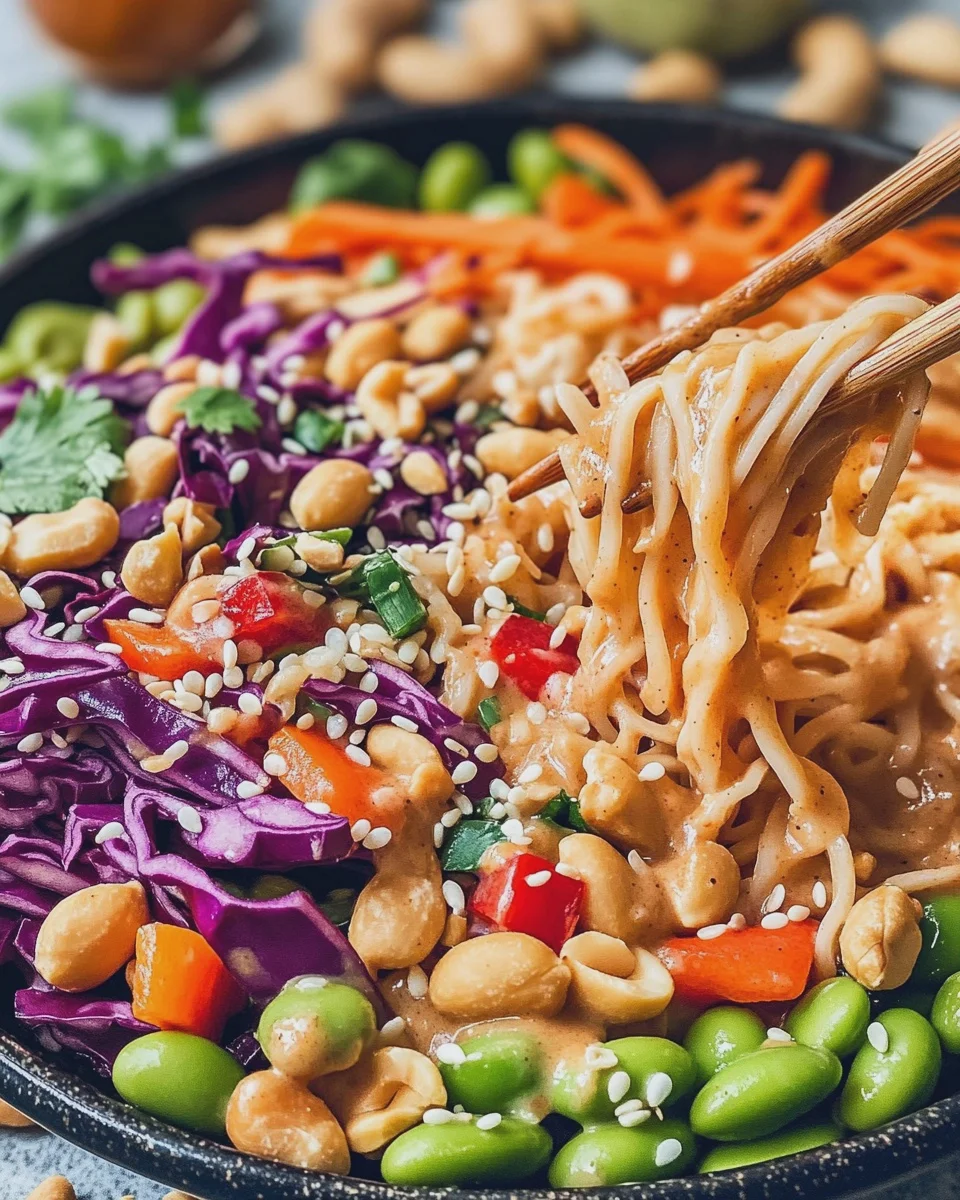 Asiatischer Nudelsalat mit Erdnusssauce
