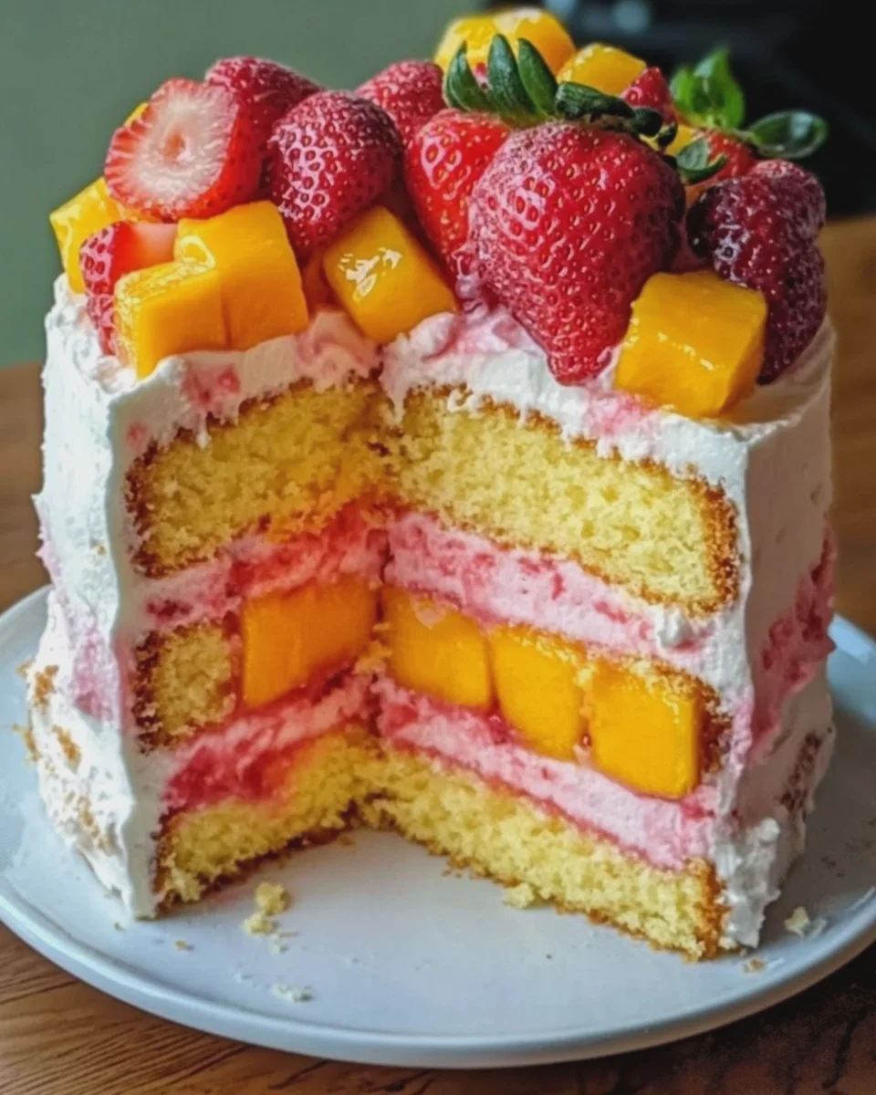 Erdbeer-Mango-Split-Cake
