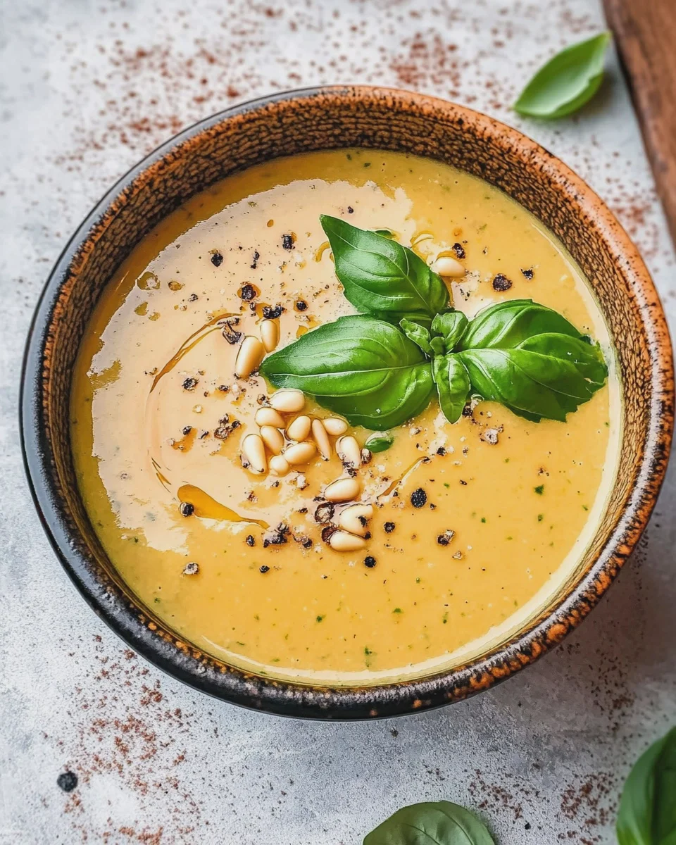 Gekühlte Gurken-Pfirsich-Gazpacho mit Basilikum