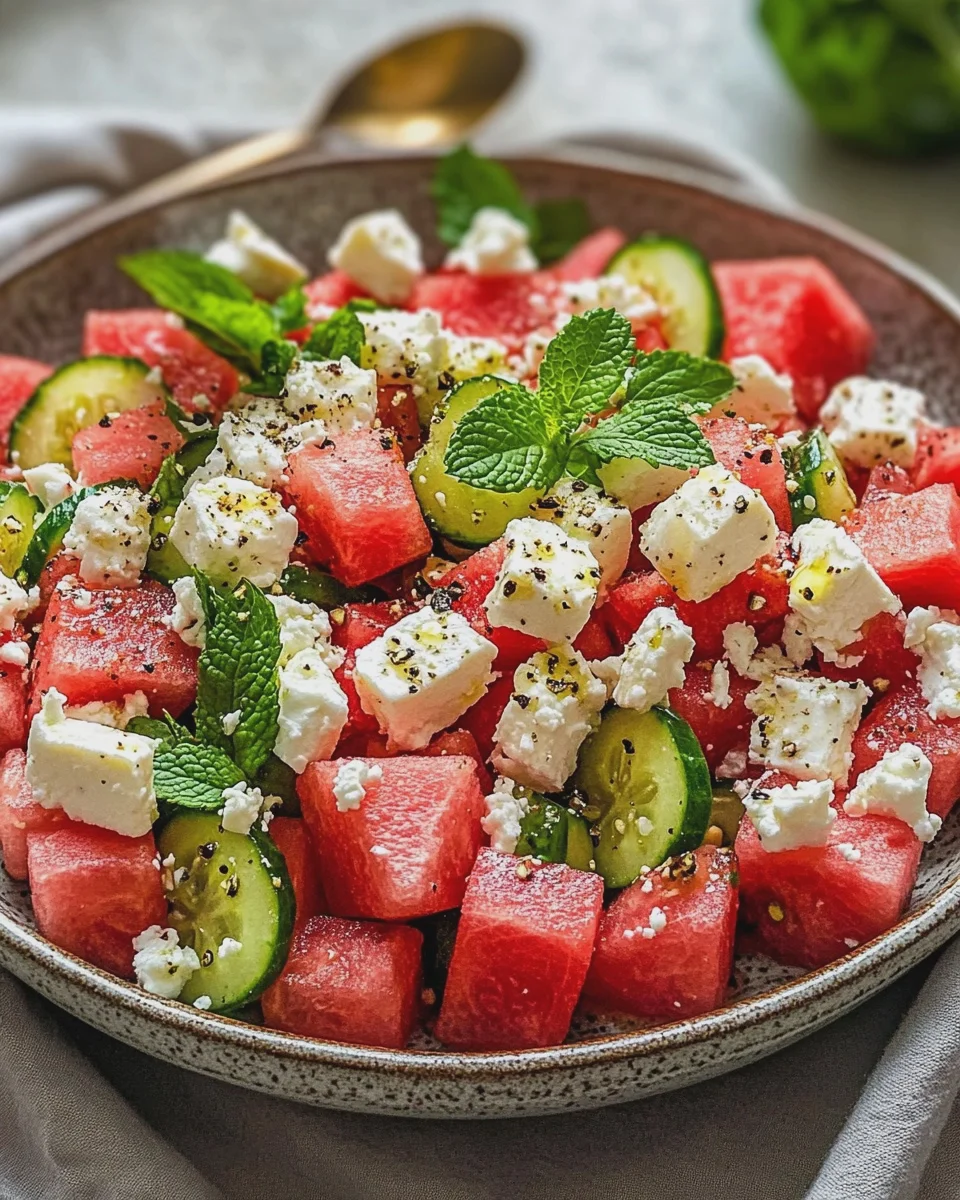 Wassermelonen-Feta-Salat mit Minze – frisch & schnell